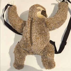 Sleepyville Critters Lifelike Furry Plush Sloth Mini-Backpack